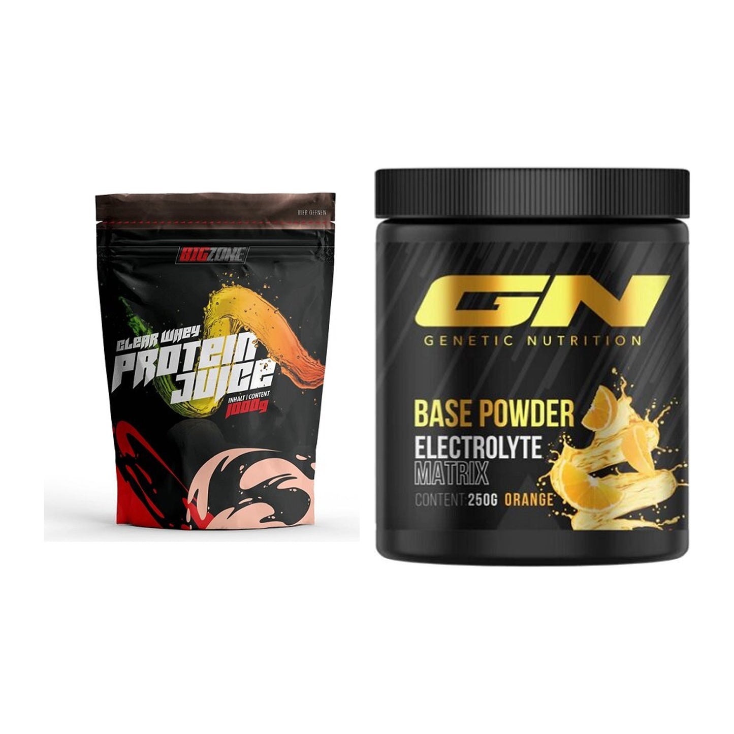 Basis-Set: Big Zone Clear Whey Protein Juice + GN Base Powder – alle enthaltenen Artikel