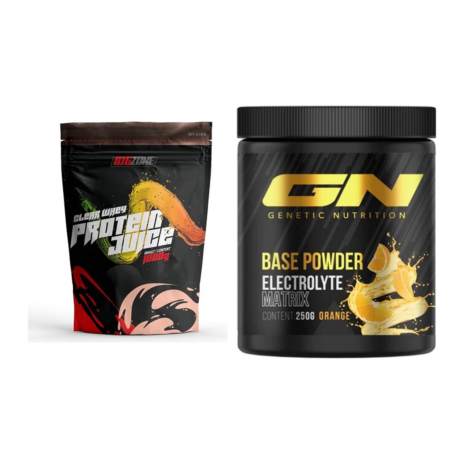Basis-Set: Big Zone Clear Whey Protein Juice + GN Base Powder – alle enthaltenen Artikel