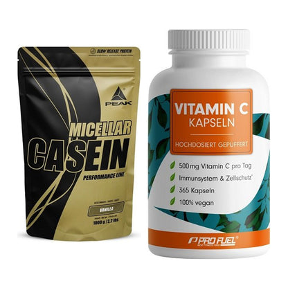 Basis-Set: Peak Micellar Casein + ProFuel Vitamin C gepuffert – alle enthaltenen Artikel