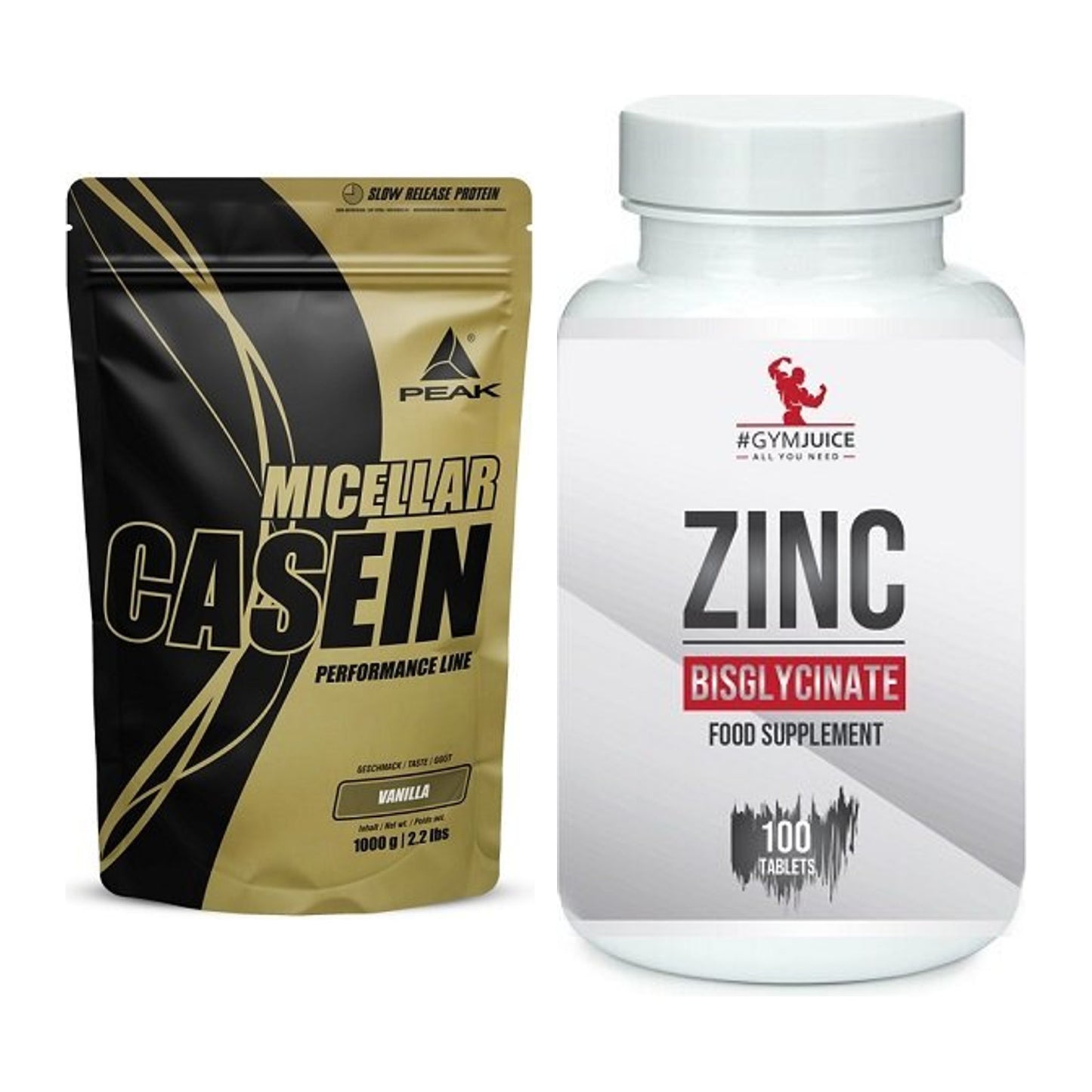 Basis-Set: Peak Micellar Casein + #GYMJUICE ZINC Bisglycinate – alle enthaltenen Artikel