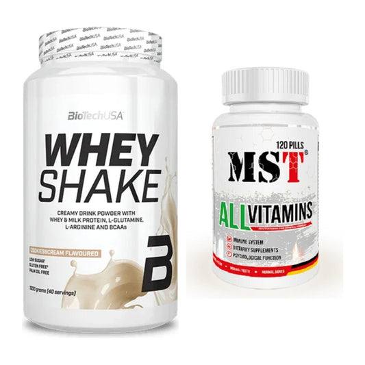 Basis-Set: BioTech Whey Shake + MST All Vitamins 120 Tabl. – alle enthaltenen Artikel