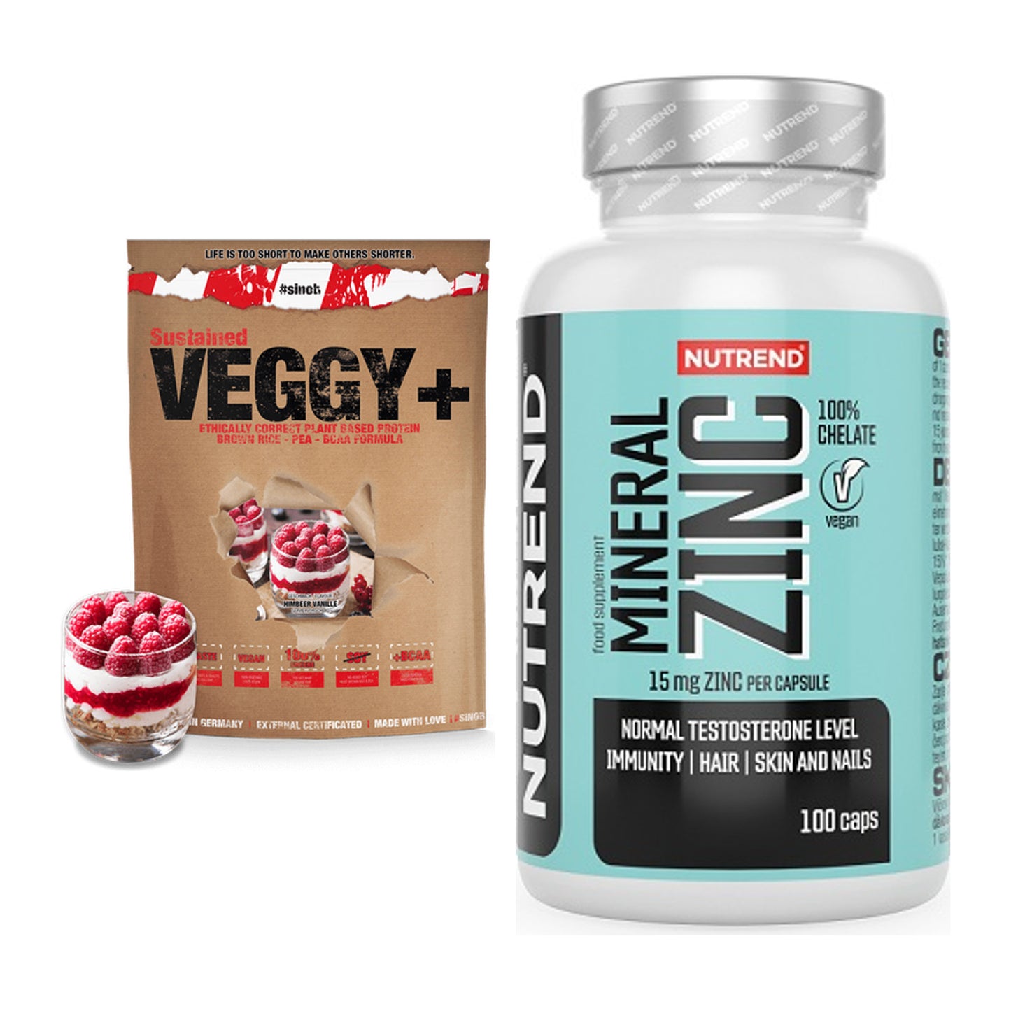 Basis-Set: Sinob VEGGY + VEGAN PROTEIN + Nutrend Zinc Chelate 15mg – alle enthaltenen Artikel