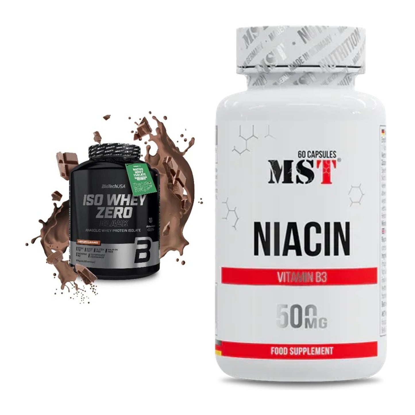 Basis-Set: BioTech Iso Whey Zero Black + MST Niacin – alle enthaltenen Artikel