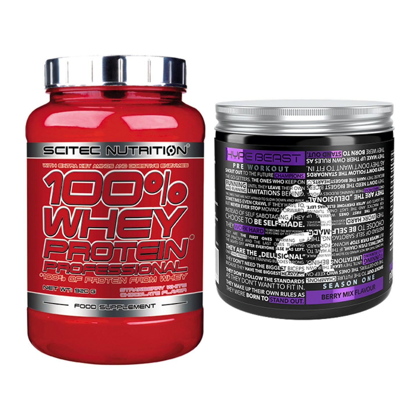 Basis-Set: Scitec 100% Whey Professional + Nanosupps Hype Beast – alle enthaltenen Artikel