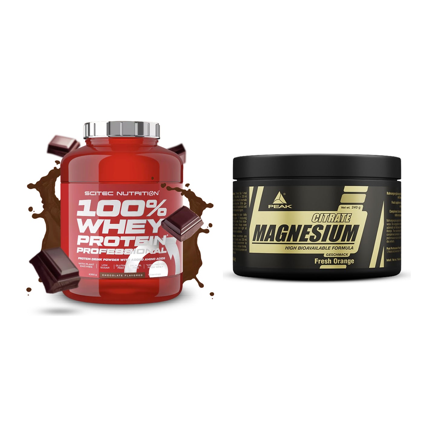 Basis-Set: Scitec 100% Whey Professional + Peak Magnesium Citrat – alle enthaltenen Artikel