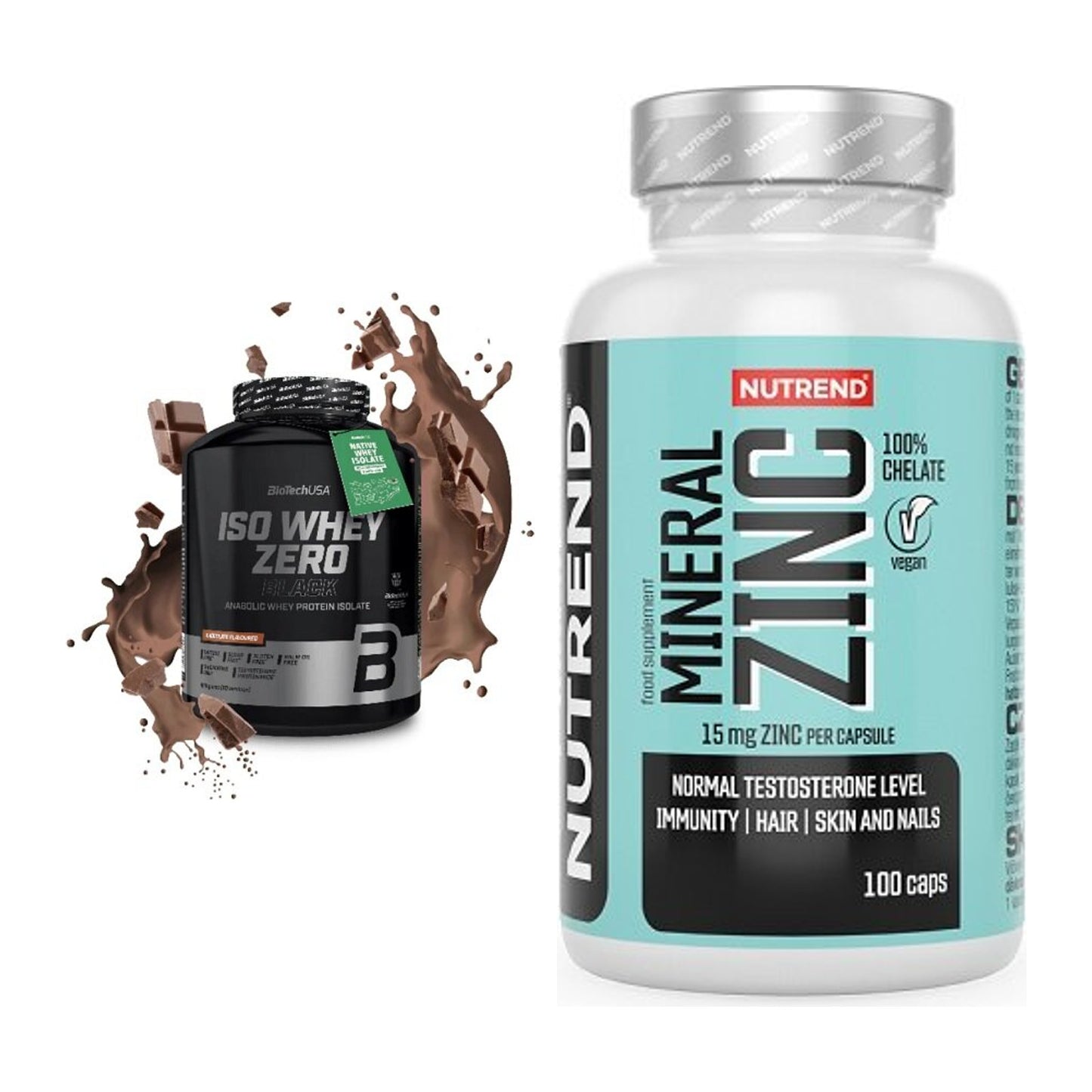 Basis-Set: BioTech Iso Whey Zero Black + Nutrend Zinc Chelate 15mg – alle enthaltenen Artikel