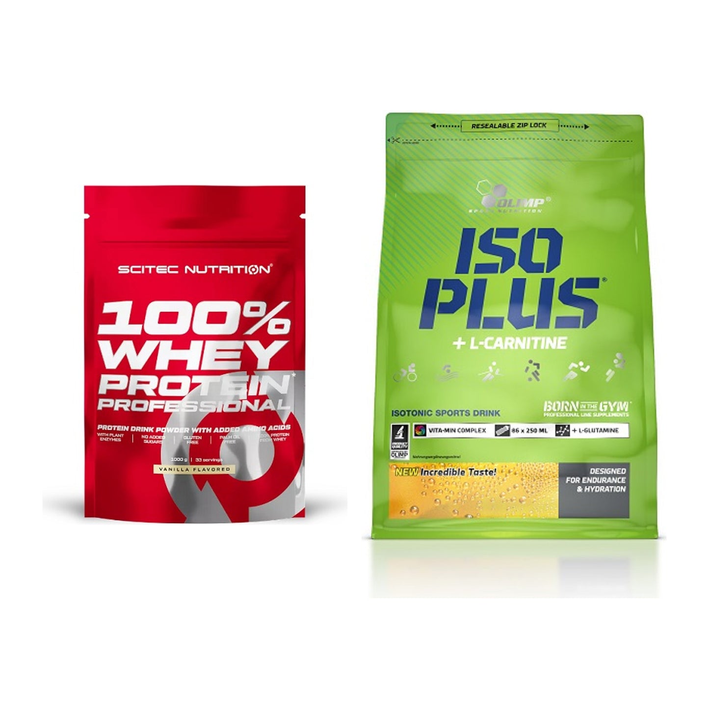 Basis-Set: Scitec 100% Whey Protein + Olimp Iso Plus – alle enthaltenen Artikel