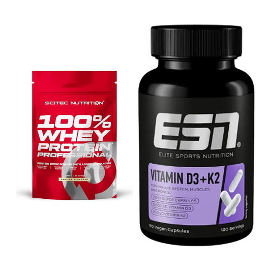 Basis-Set: Scitec 100% Whey Protein + ESN Vitamin D3 + K2 – alle enthaltenen Artikel