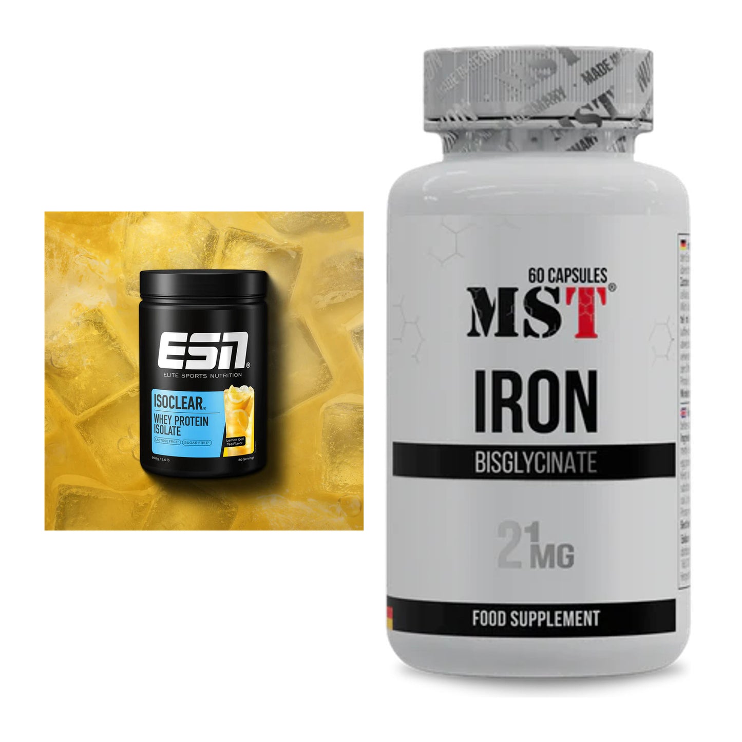 Basis-Set: ESN ISOCLEAR Whey Isolate + MST Iron Bisglycinate – alle enthaltenen Artikel