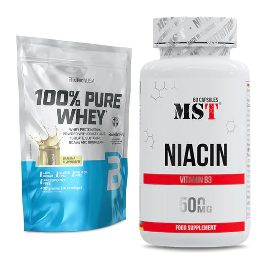 Basis-Set: BioTech 100% Pure Whey + MST Niacin – alle enthaltenen Artikel