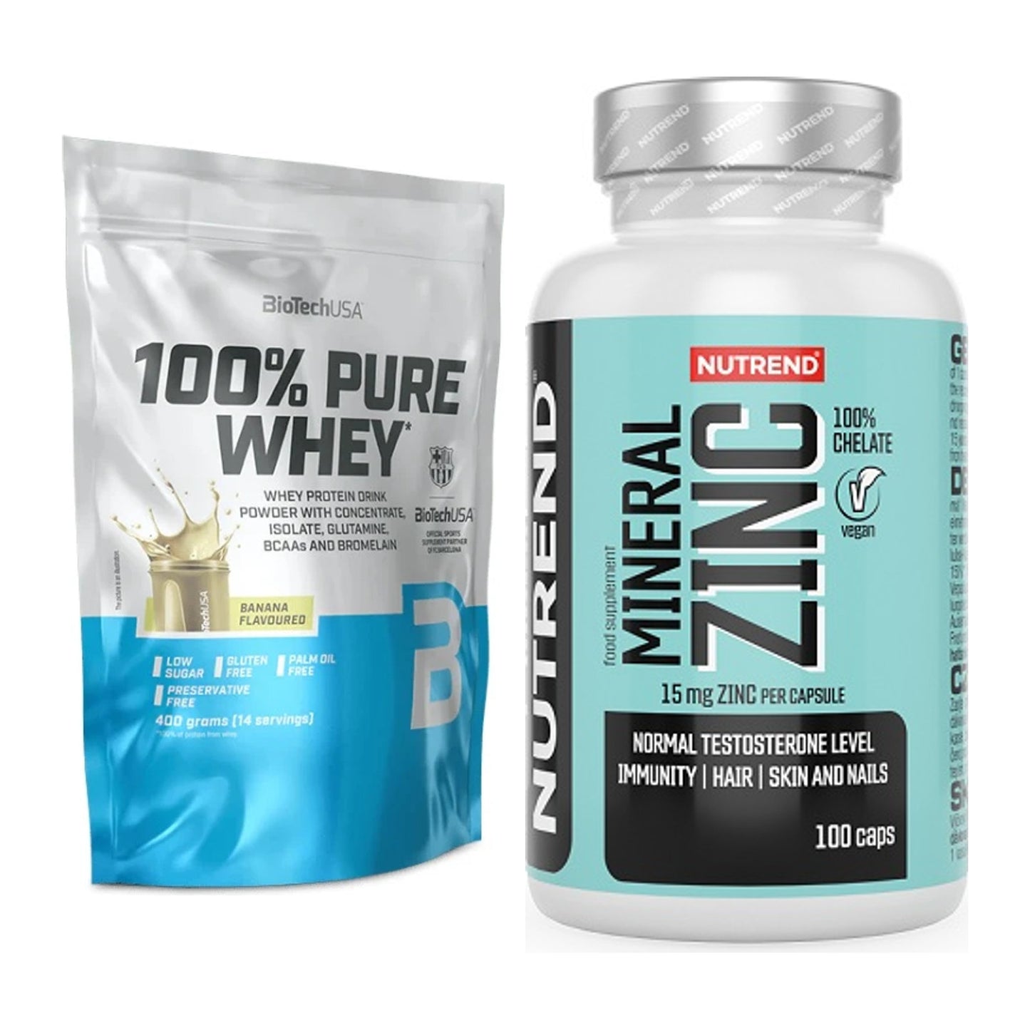 Basis-Set: BioTech 100% Pure Whey + Nutrend Zinc Chelate 15mg – alle enthaltenen Artikel