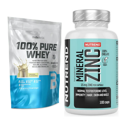 Basis-Set: BioTech 100% Pure Whey + Nutrend Zinc Chelate 15mg – alle enthaltenen Artikel