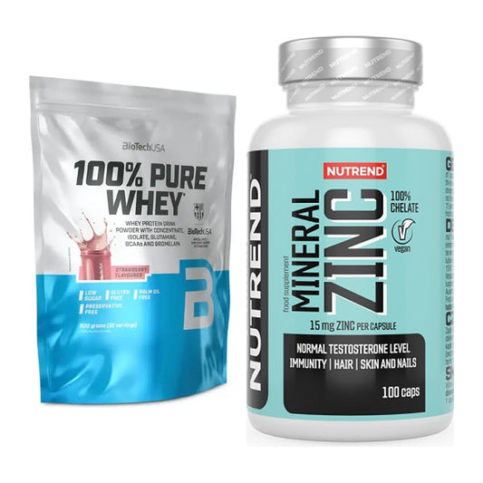 Basis-Set: BioTech 100% Pure Whey + Nutrend Zinc Chelate 15mg – alle enthaltenen Artikel