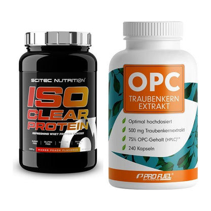 Basis-Set: Scitec IsoClear Protein + ProFuel OPC Traubenkernextrakt – alle enthaltenen Artikel