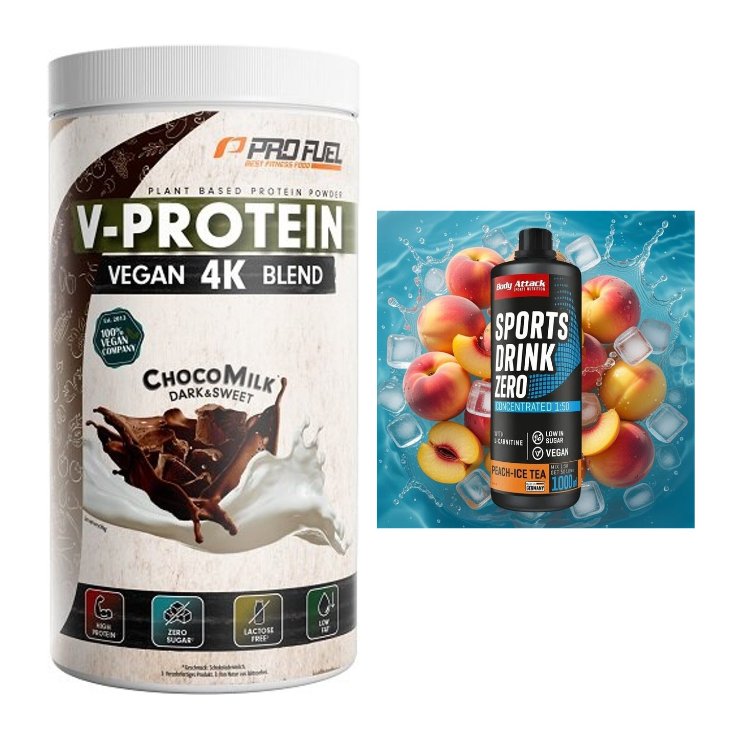 Basis-Set: ProFuel V-PROTEIN vegan 4K + Body Attack Sports Drink – alle enthaltenen Artikel