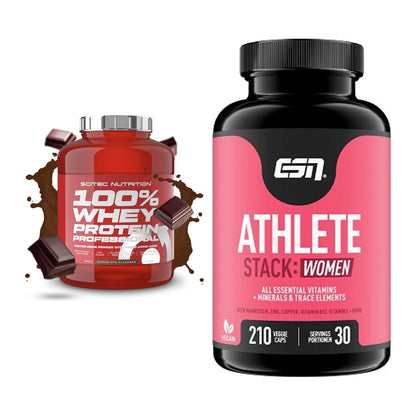 Basis-Set: Scitec 100% Whey Professional + ESN Athlete Stack:WOMEN – alle enthaltenen Artikel