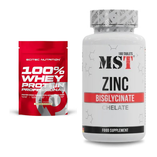 Basis-Set: Scitec 100% Whey Protein + MST Zinc Chelate Bisglycinate – alle enthaltenen Artikel