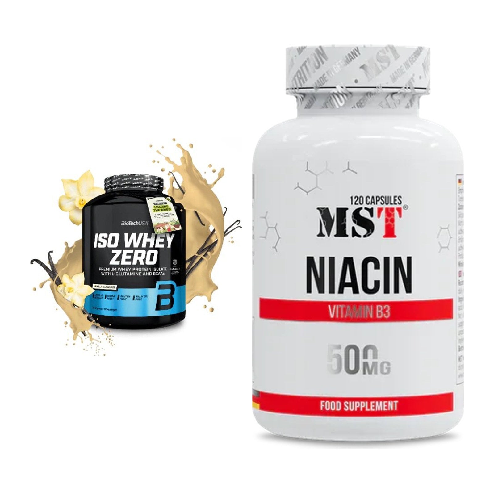 Basis-Set: BioTech Iso Whey Zero + MST Niacin – alle enthaltenen Artikel