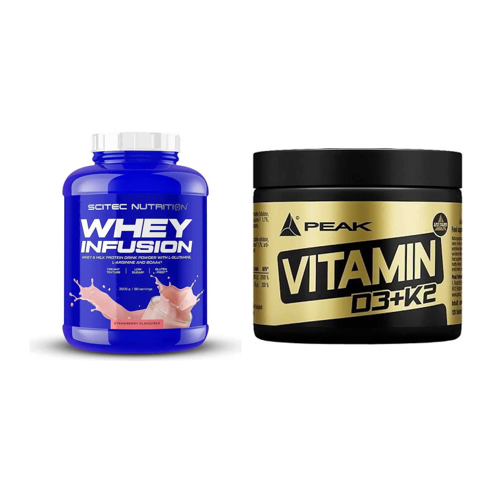 Basis-Set: Scitec Whey Infusion + Peak Vitamin D3+K2 120 Tabl. – alle enthaltenen Artikel