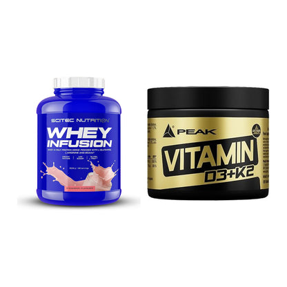 Basis-Set: Scitec Whey Infusion + Peak Vitamin D3+K2 120 Tabl. – alle enthaltenen Artikel