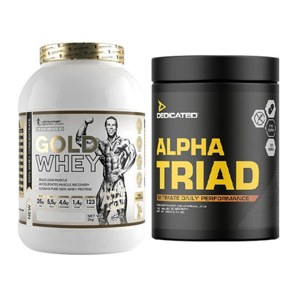 Basis-Set: Kevin Levrone Gold Whey + Dedicated Alpha Triad 180 Tabl. – alle enthaltenen Artikel
