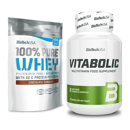 Basis-Set: BioTech 100% Pure Whey + BioTech Vitabolic 30 Tabl. – alle enthaltenen Artikel