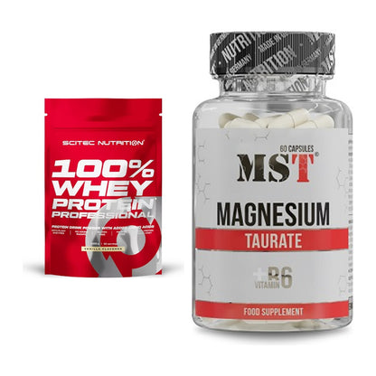 Basis-Set: Scitec 100% Whey Protein + MST Magnesium Taurat – alle enthaltenen Artikel