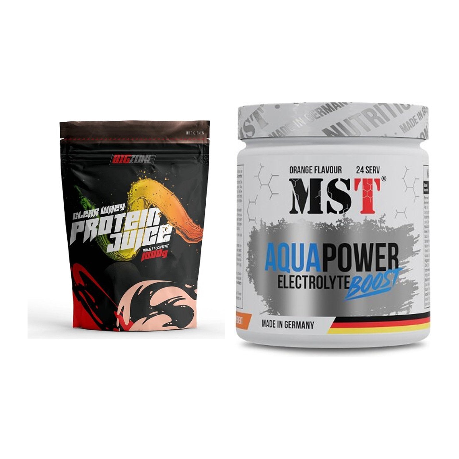 Basis-Set: Big Zone Clear Whey Protein + MST Aqua Power Electrolyte – alle enthaltenen Artikel