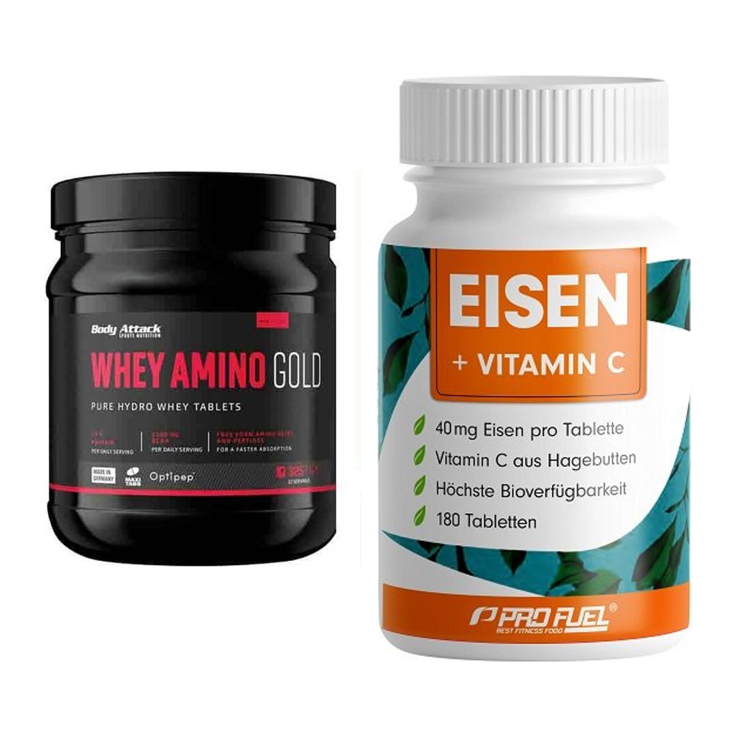 Basis-Set: Body Attack Whey Amino Gold + ProFuel EISEN + nat. Vitamin – alle enthaltenen Artikel