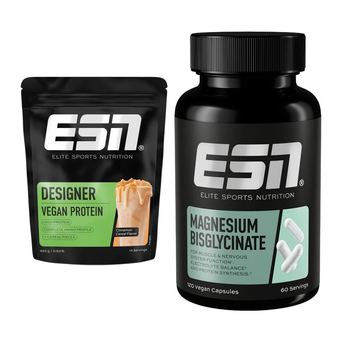 Basis-Set: ESN Designer Vegan Protein + ESN Magnesium Bisglycinat – alle enthaltenen Artikel