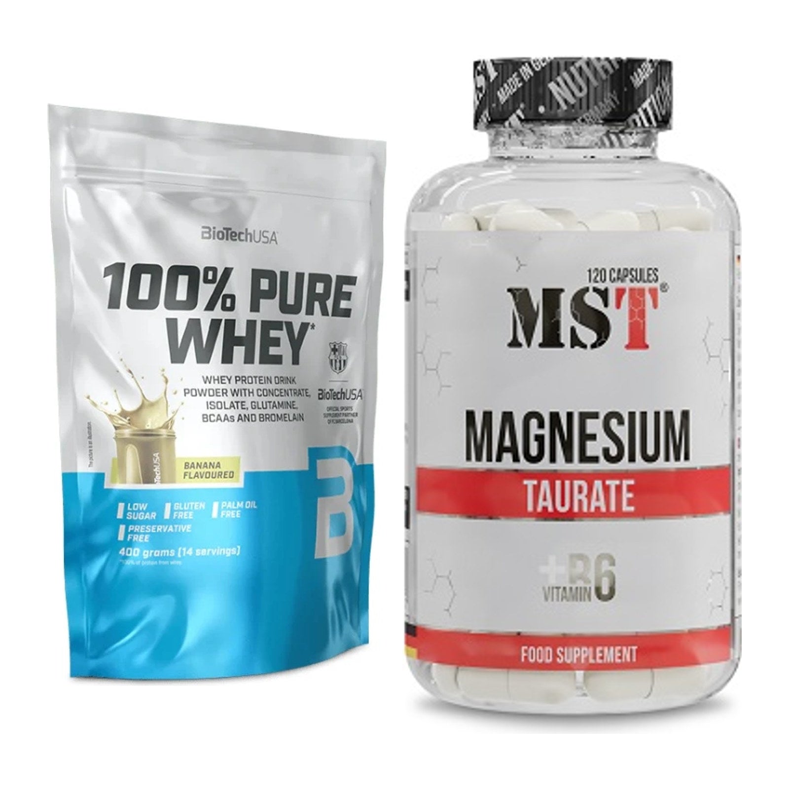 Basis-Set: BioTech 100% Pure Whey + MST Magnesium Taurat – alle enthaltenen Artikel