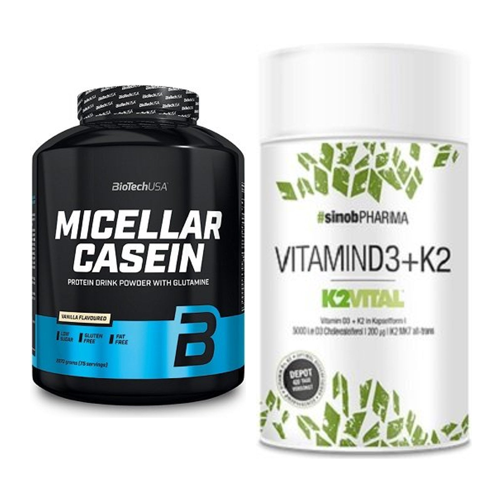 Basis-Set: BioTech Micellar Casein + Sinob Vitamin D3 + K2 – alle enthaltenen Artikel