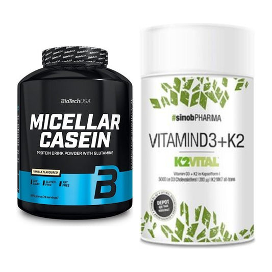 Basis-Set: BioTech Micellar Casein + Sinob Vitamin D3 + K2 – alle enthaltenen Artikel