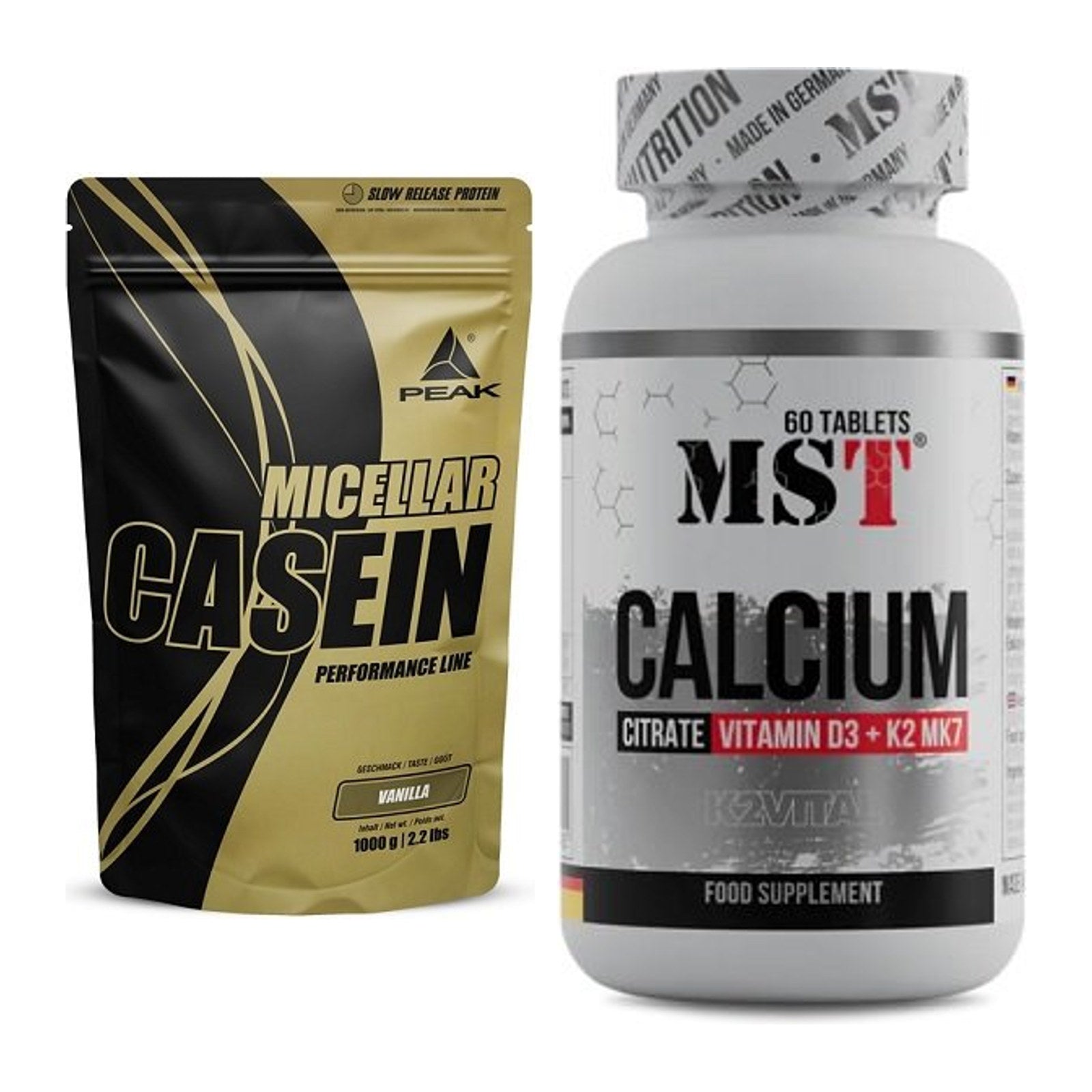 Basis-Set: Peak Micellar Casein + MST Calcium Citrate D3 + K2Vital – alle enthaltenen Artikel