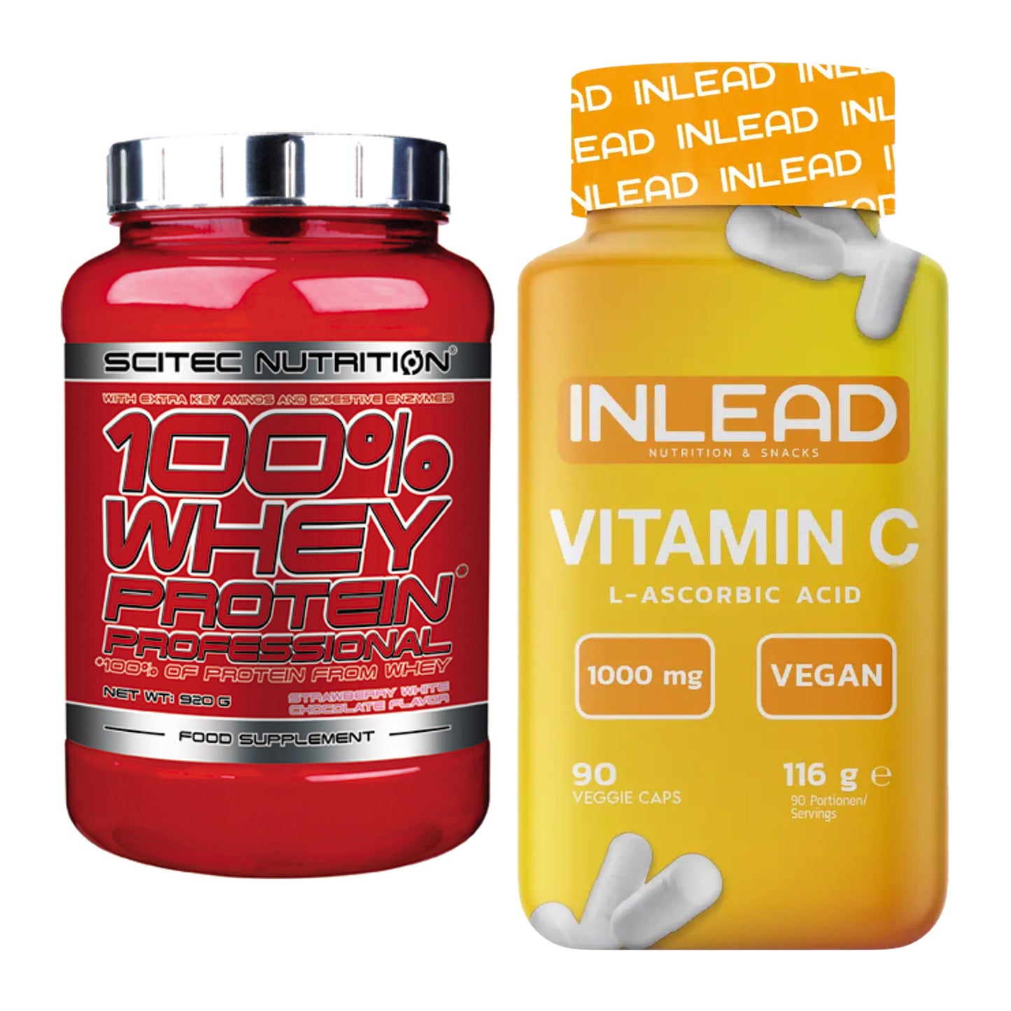 Basis-Set: Scitec 100% Whey Professional + INLEAD Vitamin C – alle enthaltenen Artikel