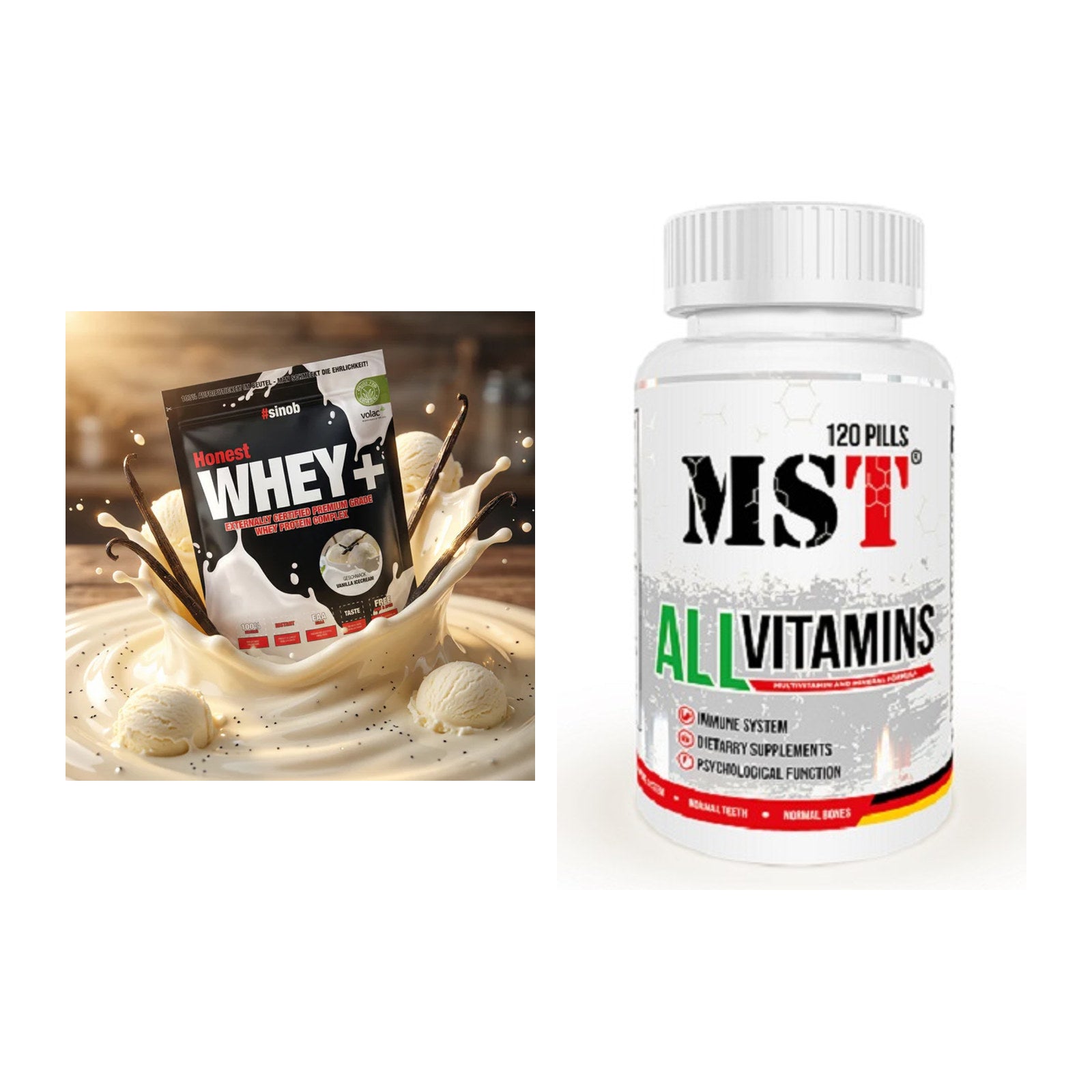 Basis-Set: Sinob Honest Whey+ + MST All Vitamins 120 Tabl. – alle enthaltenen Artikel