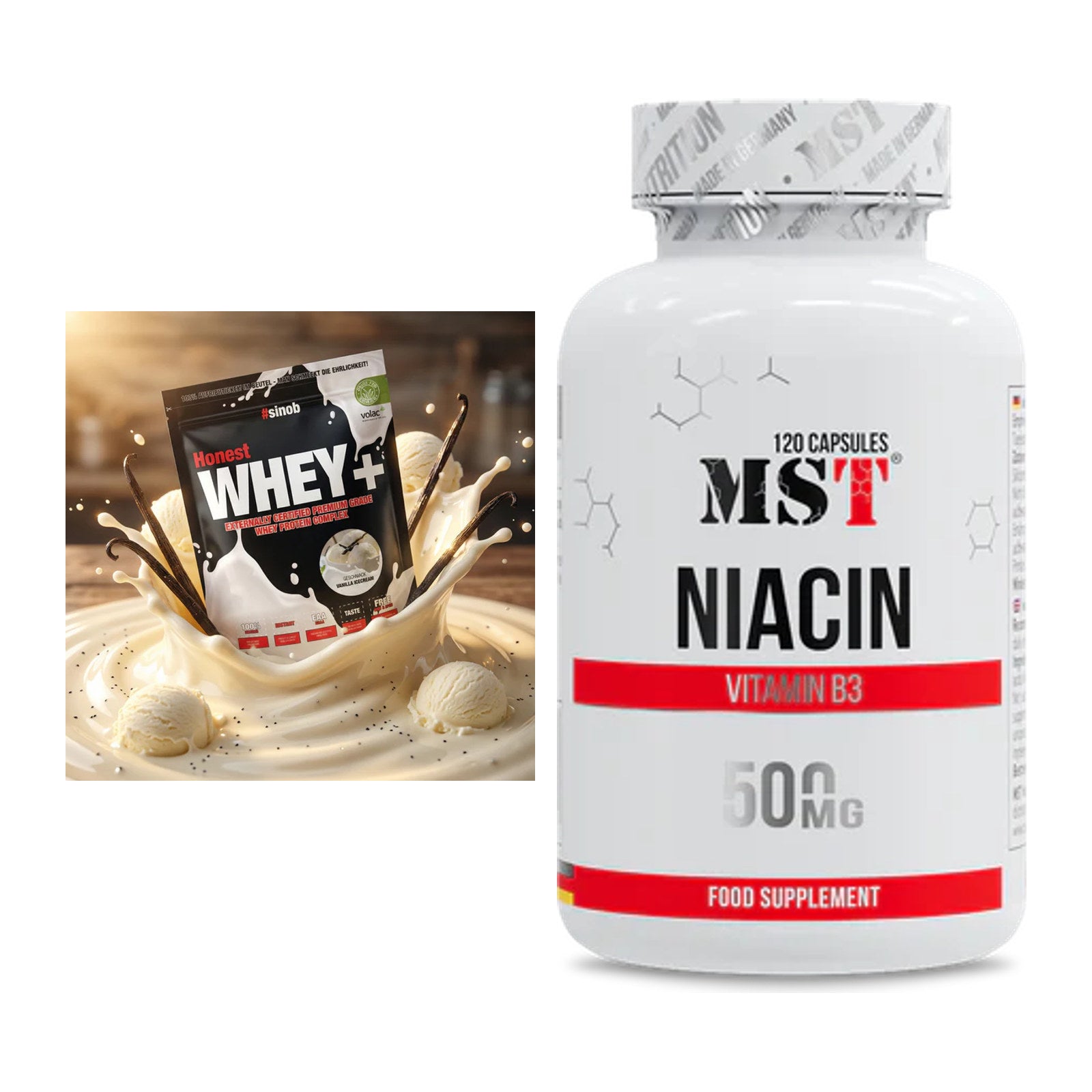 Basis-Set: Sinob Honest Whey+ + MST Niacin – alle enthaltenen Artikel
