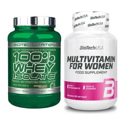 Basis-Set: Scitec Whey Isolate + BioTech Multivitamin für Frau 60 – alle enthaltenen Artikel