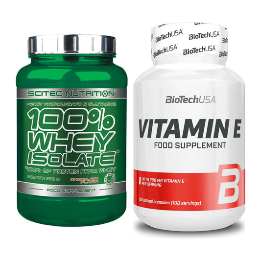 Basis-Set: Scitec Whey Isolate + BioTech Vitamin E 100 Softgelcaps – alle enthaltenen Artikel