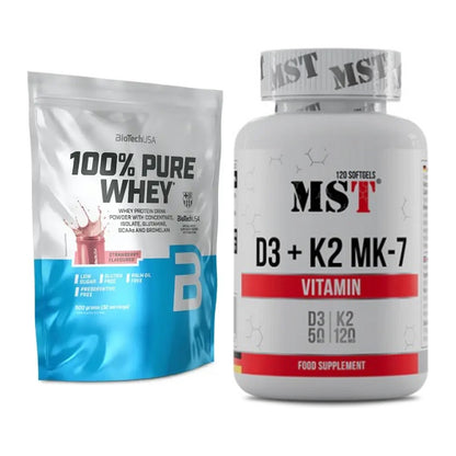 Basis-Set: BioTech 100% Pure Whey + MST Vitamin D3 + K2 + MK-7 – alle enthaltenen Artikel