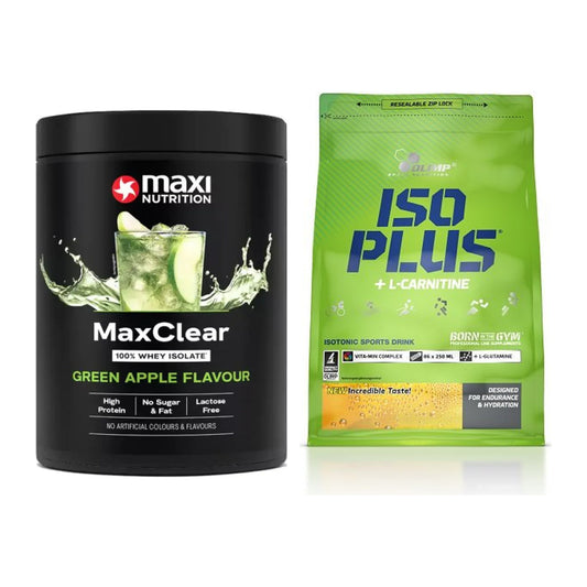 Basis-Set: MaxiNutrition MaxClear 100% Clear + Olimp Iso Plus – alle enthaltenen Artikel