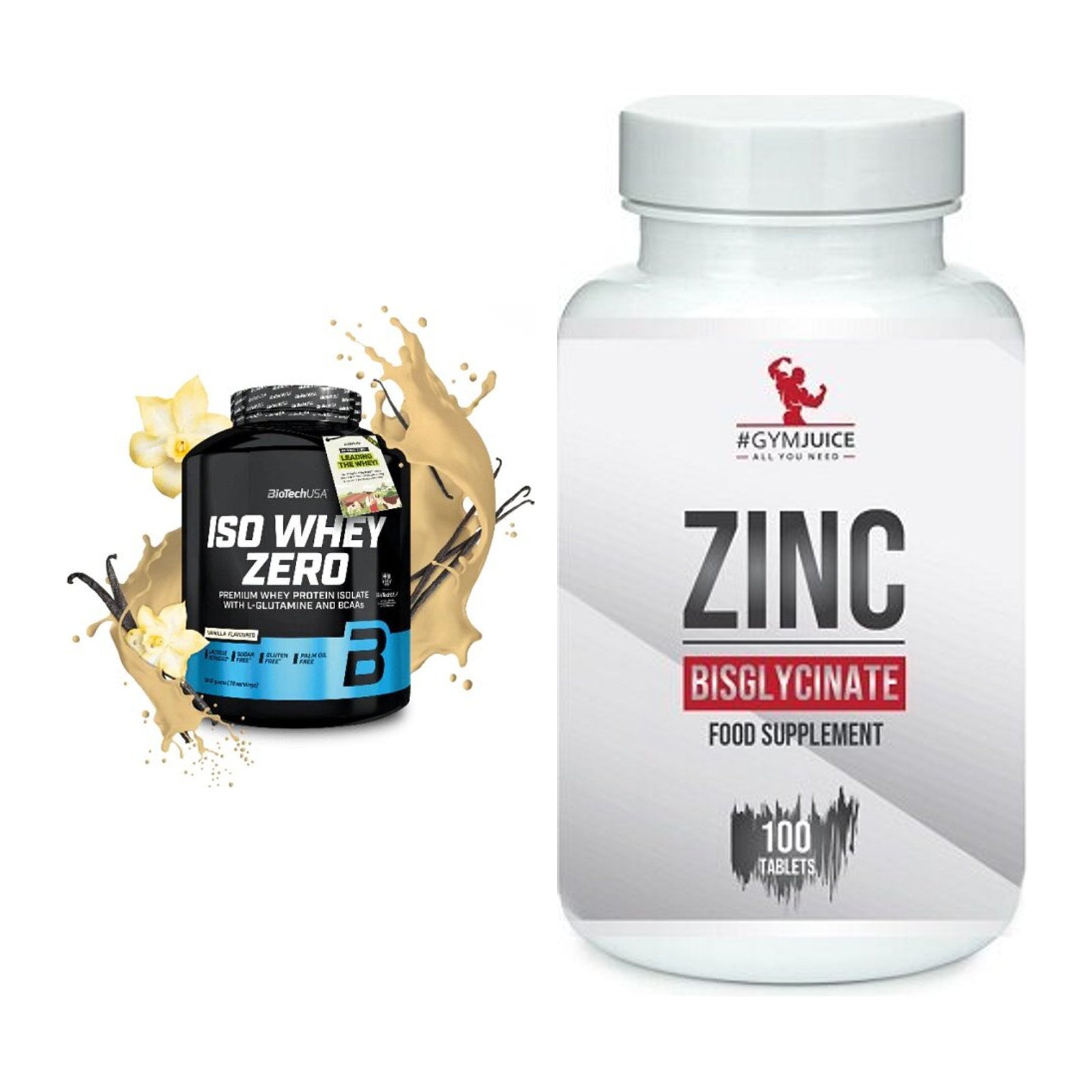 Basis-Set: BioTech Iso Whey Zero + #GYMJUICE ZINC Bisglycinate – alle enthaltenen Artikel