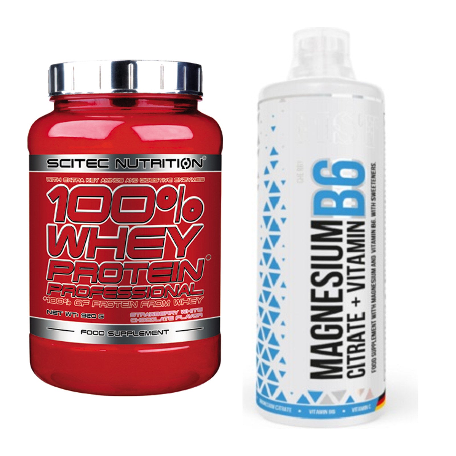 Basis-Set: Scitec 100% Whey Professional + MST Magnesium B6 – alle enthaltenen Artikel