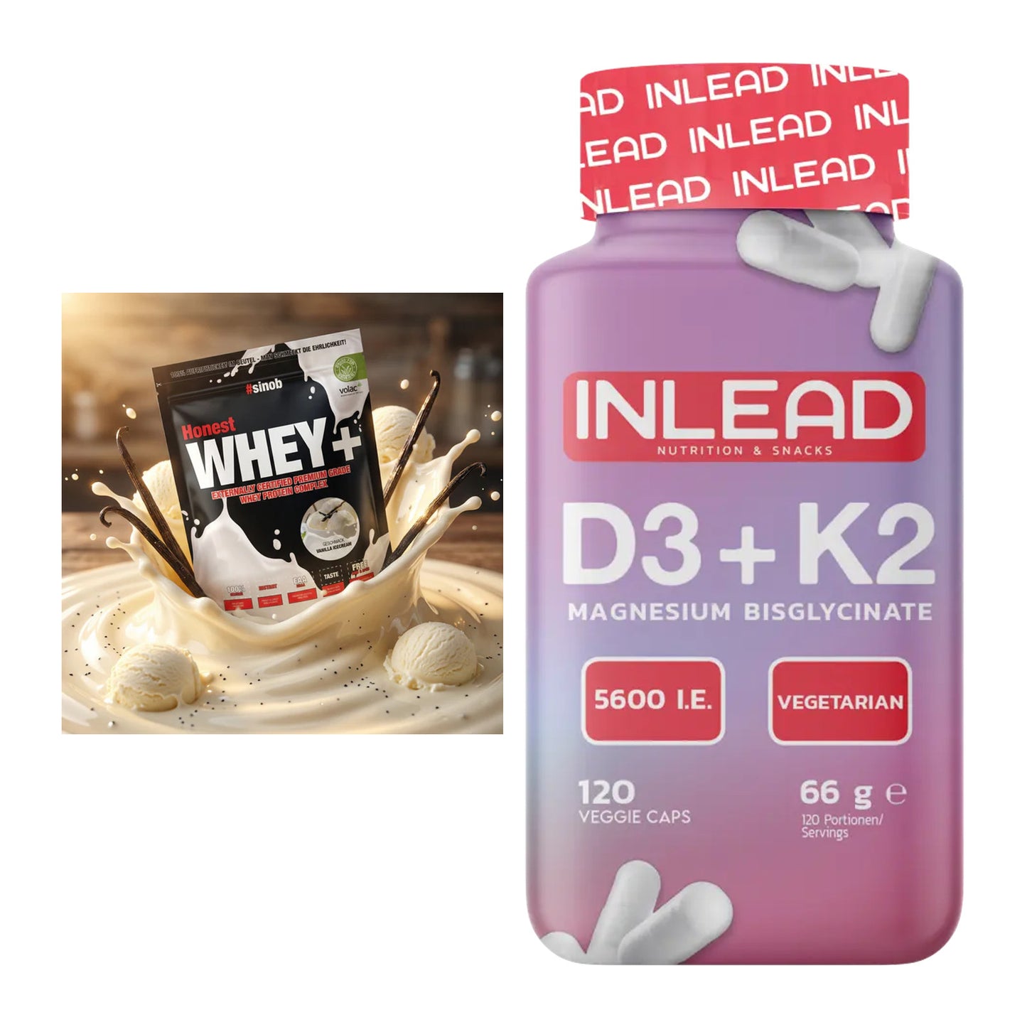 Basis-Set: Sinob Honest Whey+ + INLEAD Vitamin D3 + K2 + Magnesium – alle enthaltenen Artikel