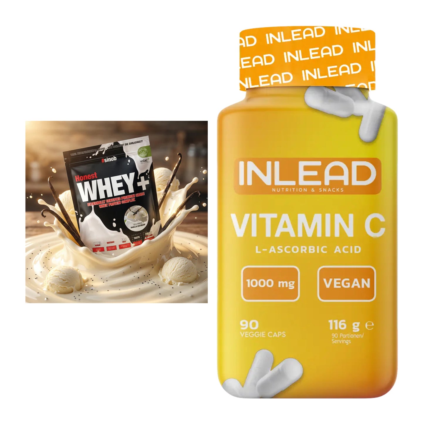 Basis-Set: Sinob Honest Whey+ + INLEAD Vitamin C – alle enthaltenen Artikel