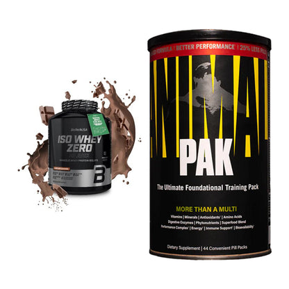 Basis-Set: BioTech Iso Whey Zero Black + Universal Animal Pak 44 Serv. – alle enthaltenen Artikel