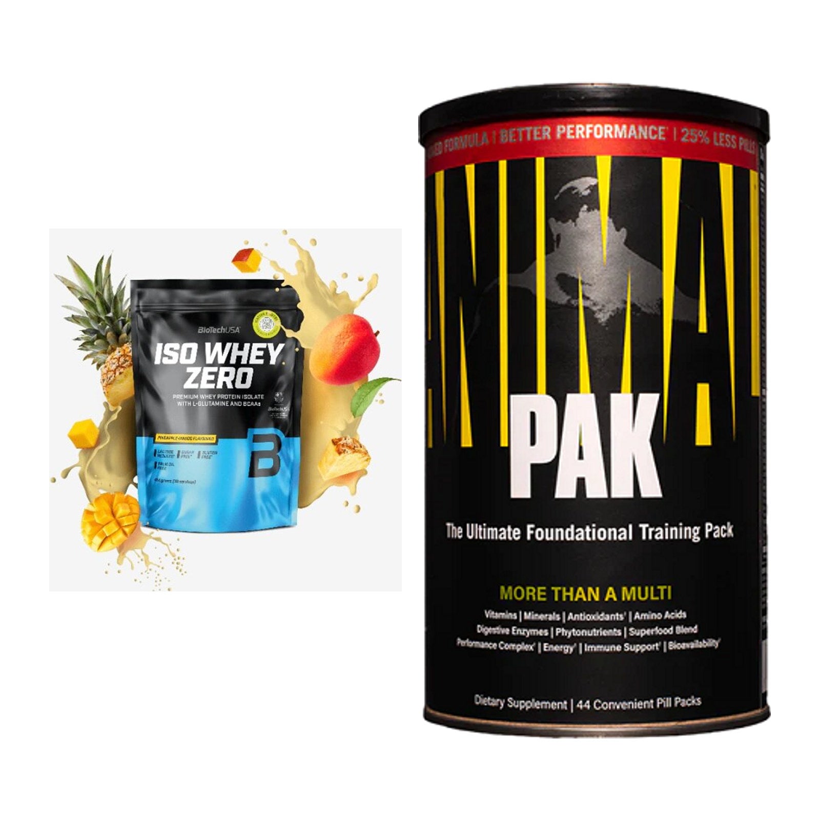 Basis-Set: BioTech Iso Whey Zero + Universal Animal Pak 44 Serv. – alle enthaltenen Artikel