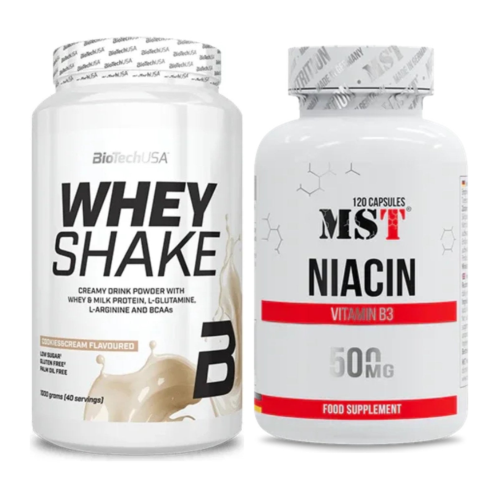 Basis-Set: BioTech Whey Shake + MST Niacin – alle enthaltenen Artikel