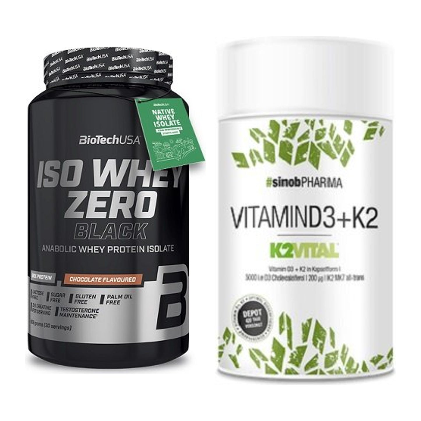 Basis-Set: BioTech Iso Whey Zero Black + Sinob Vitamin D3 + K2 – alle enthaltenen Artikel