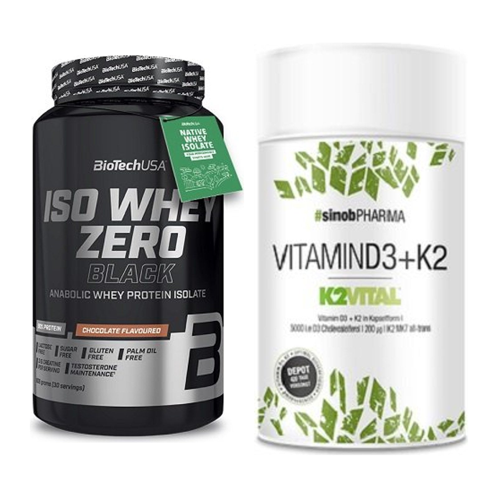 Basis-Set: BioTech Iso Whey Zero Black + Sinob Vitamin D3 + K2 – alle enthaltenen Artikel